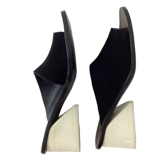 MERCEDES CASTILLO Size 39.5 (9.5) NWOT Izar Slide Sandal Black Suede Block Heel - Picture 3 of 10